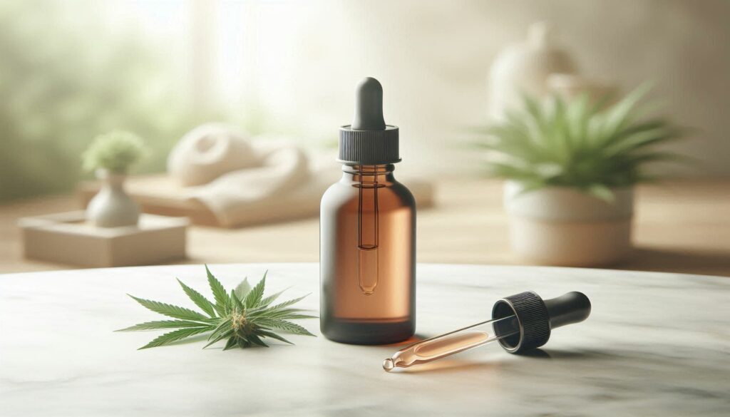 Central Focus: A clean, high-quality bottle of CBD oil 